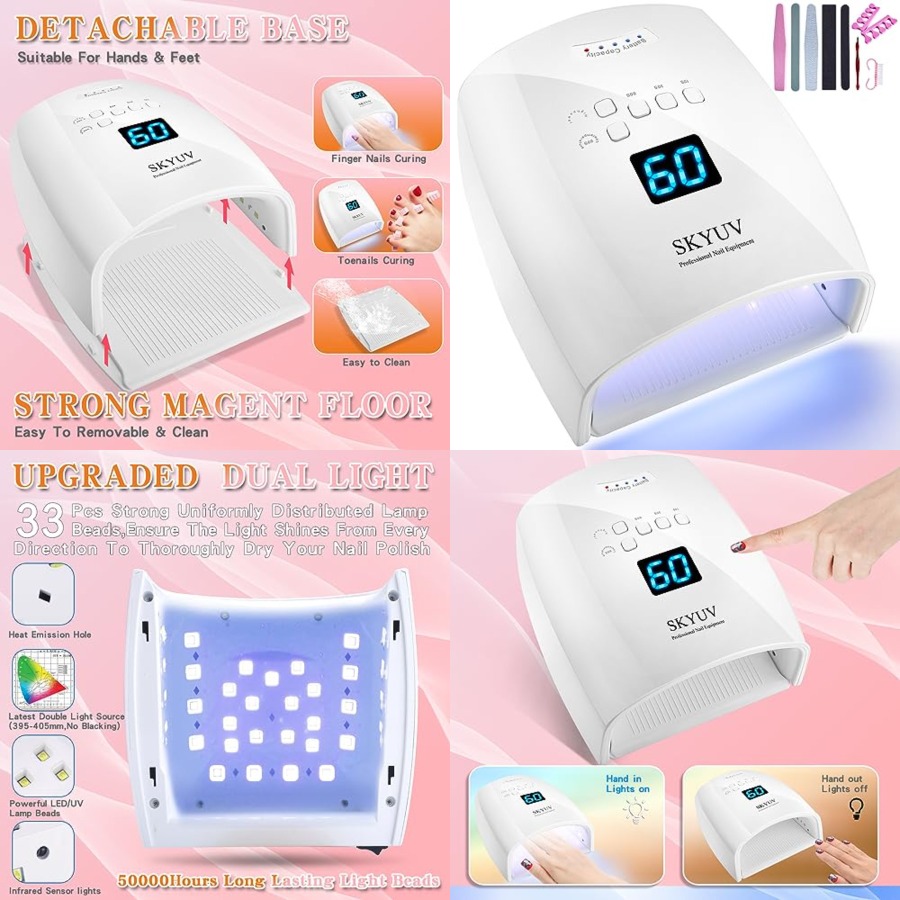 Uv Led Lamp Nail - 充電式高速乾燥UV LEDネイルランプ、LEDネイルドライヤー ジェルポリッシュライト ネイルポリッシュ硬化用LEDネイルドライヤー 自動センサー付き