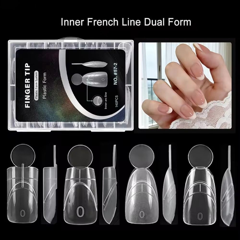 Nail Extension Form - 140個入り マット仕上げ フレンチネイル デュアルフォーム インナーフレンチライン付き クイックエクステンション