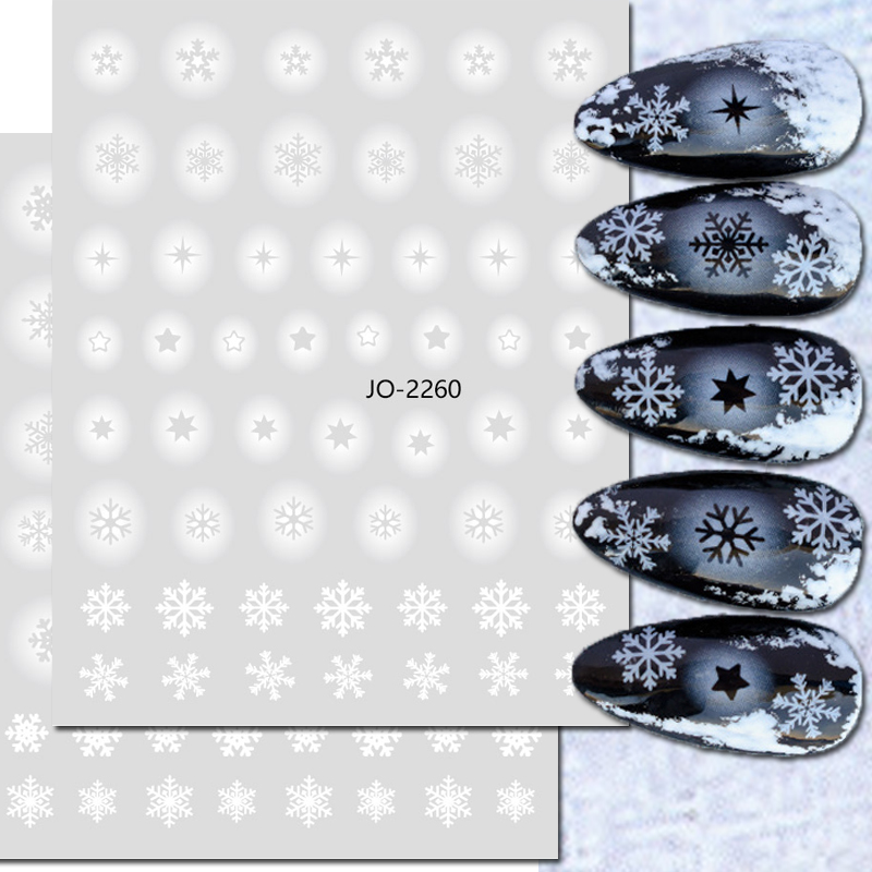 Nail Art Xmas Tree - ネイルアート 3d デカール白中空雪片クリスマスツリーバックグルーネイルステッカー装飾ネイルのヒント美容