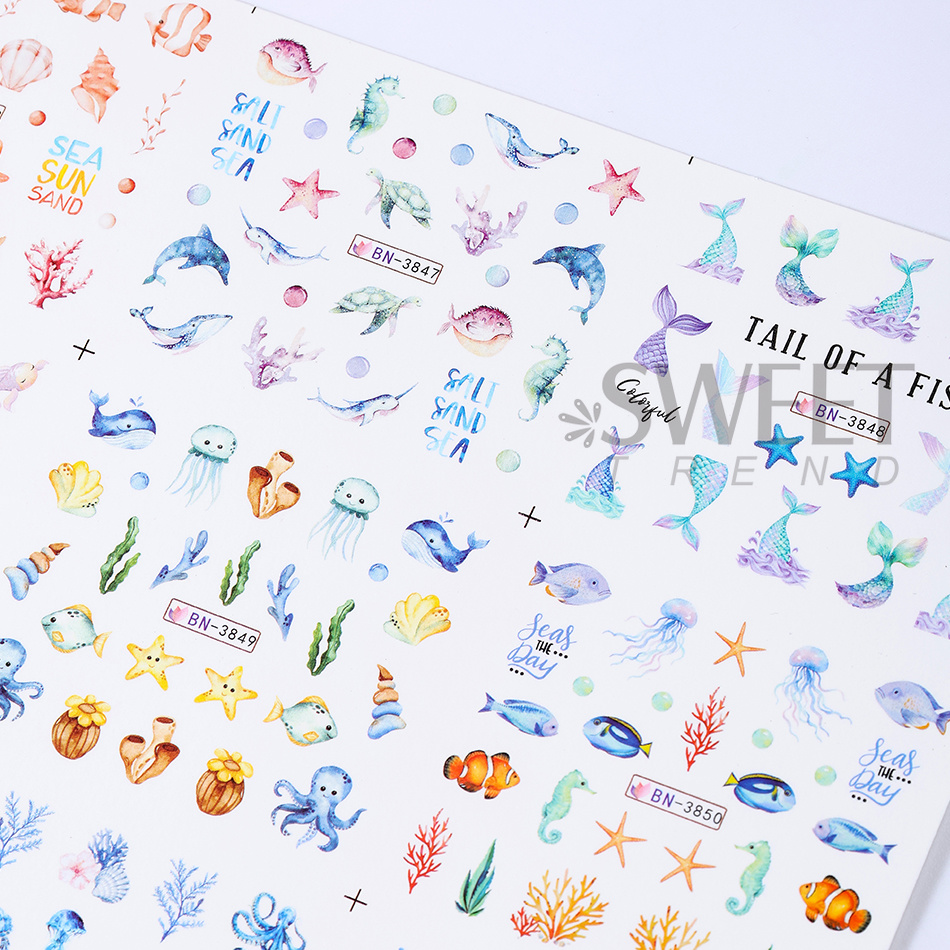 12デザイン サマーオーシャンテーマ ネイルステッカー カラ - Nail Art France のレビューと価格