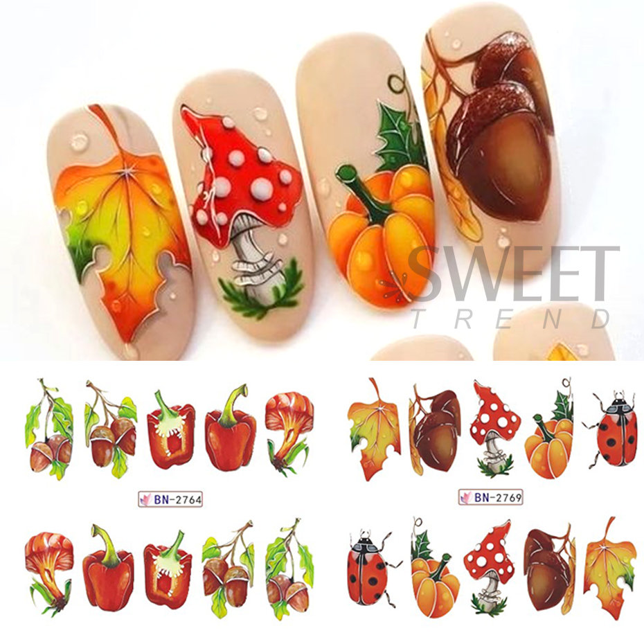 秋のネイルステッカー,12ピース,漫画のパターン,オケルトの - Nail Art France のレビューと価格