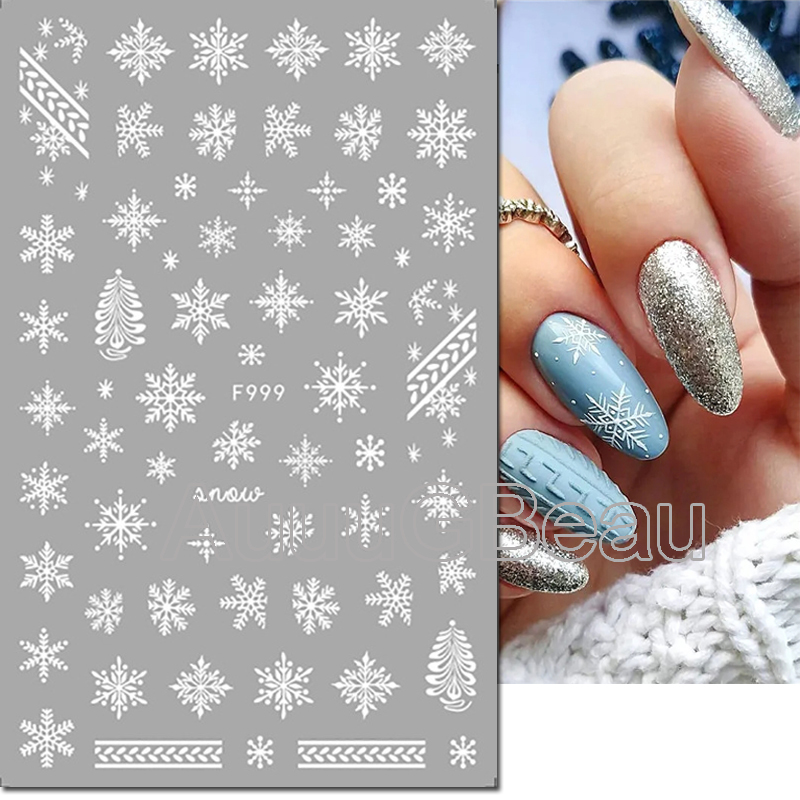 3d ネイルアートステッカークリスマス冬白スノーフレーククリ - Nail Art Xmas Stickers のレビューと価格