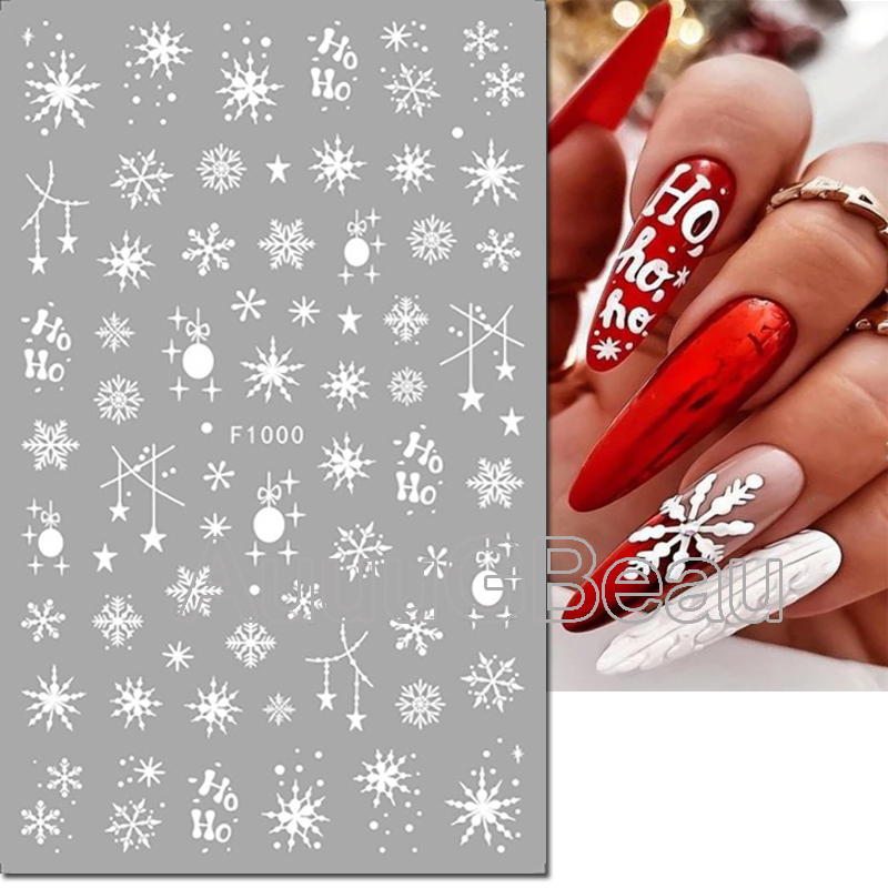 3d ネイルアートステッカークリスマス冬白スノーフレーククリ - Nail Art Xmas Stickers のレビューと価格