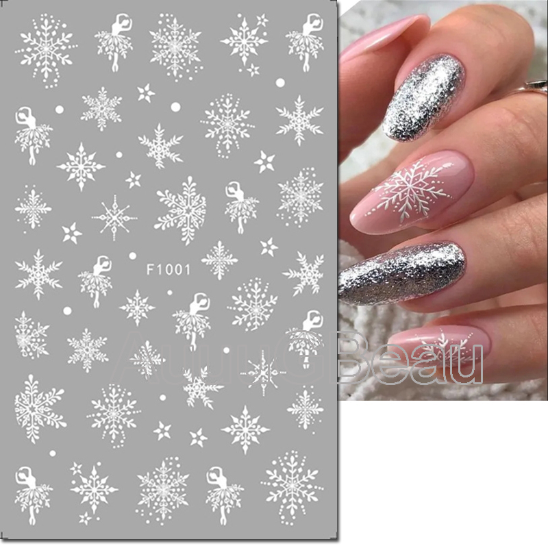 3d ネイルアートステッカークリスマス冬白スノーフレーククリ - Nail Art Xmas Stickers のレビューと価格