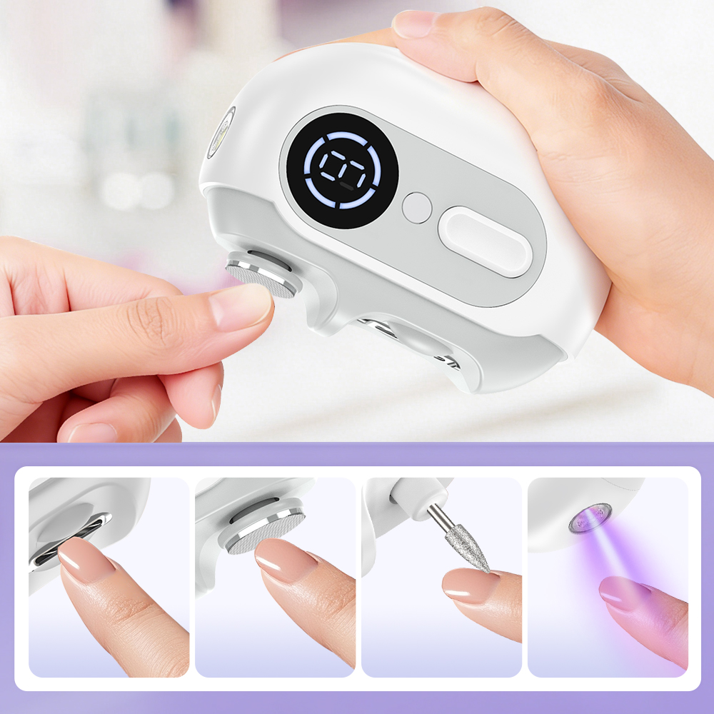 電動ネイルクリッパー 自動爪切り研磨機 研磨LEDライト付き - Uv Led Lamp Nail のレビューと価格