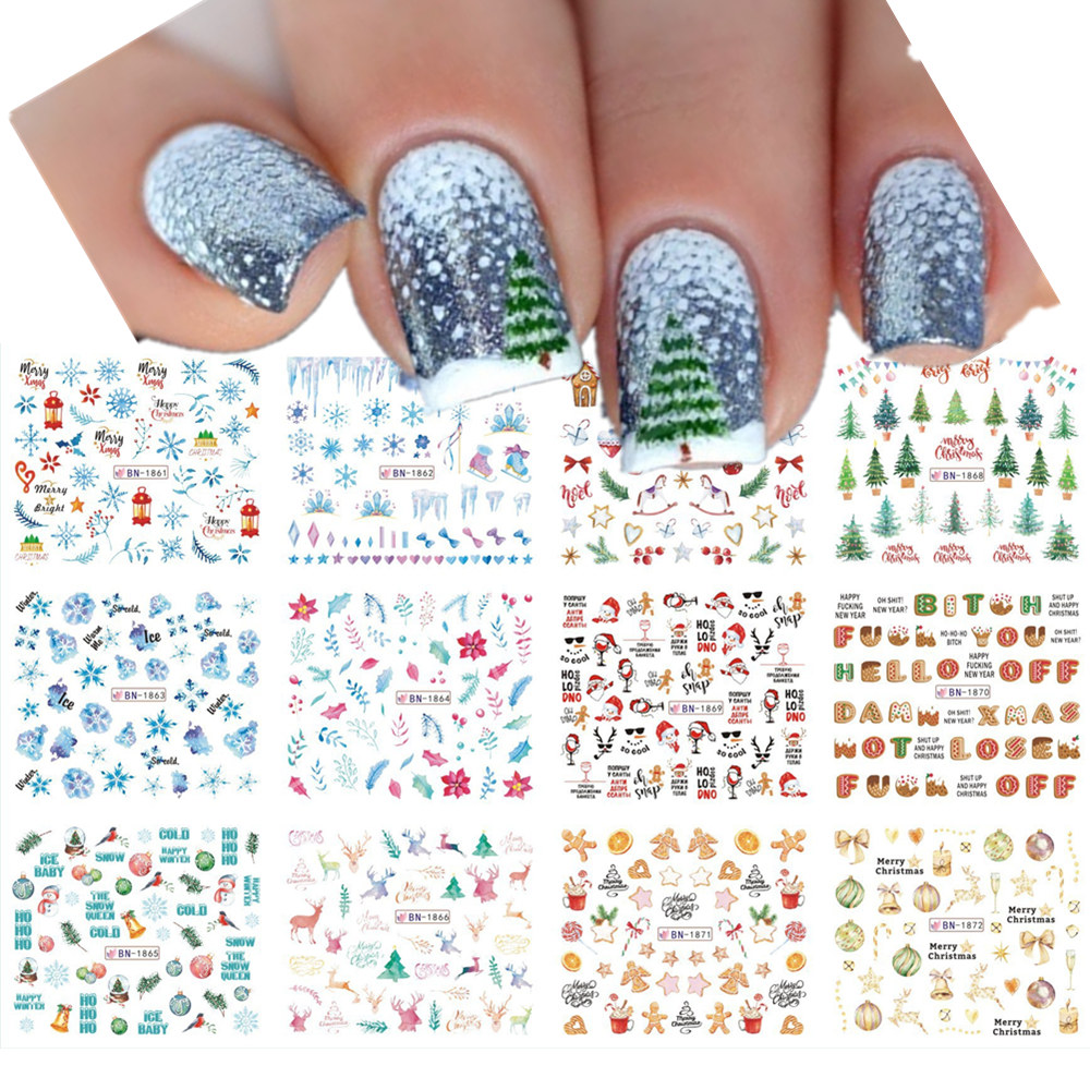 クリスマスネイルアート転写ステッカー、ステッカー、スノーフレ - Nail Art Xmas Tree のレビューと価格
