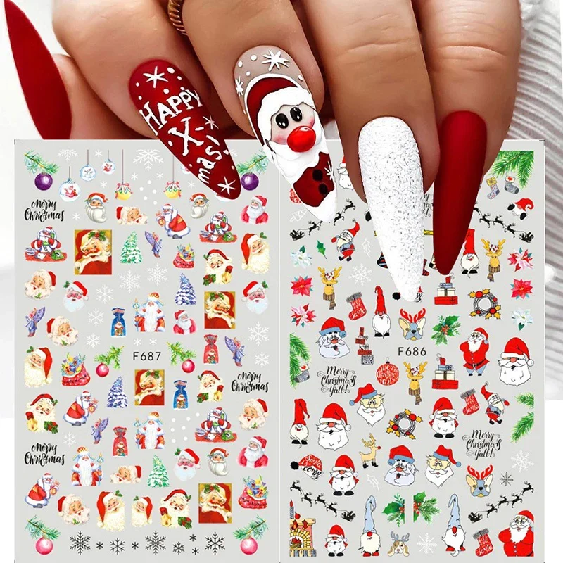 クリスマス用粘着ネイルステッカー,サンタクロース,スノーフレ - Nail Art Xmas Stickers のレビューと価格