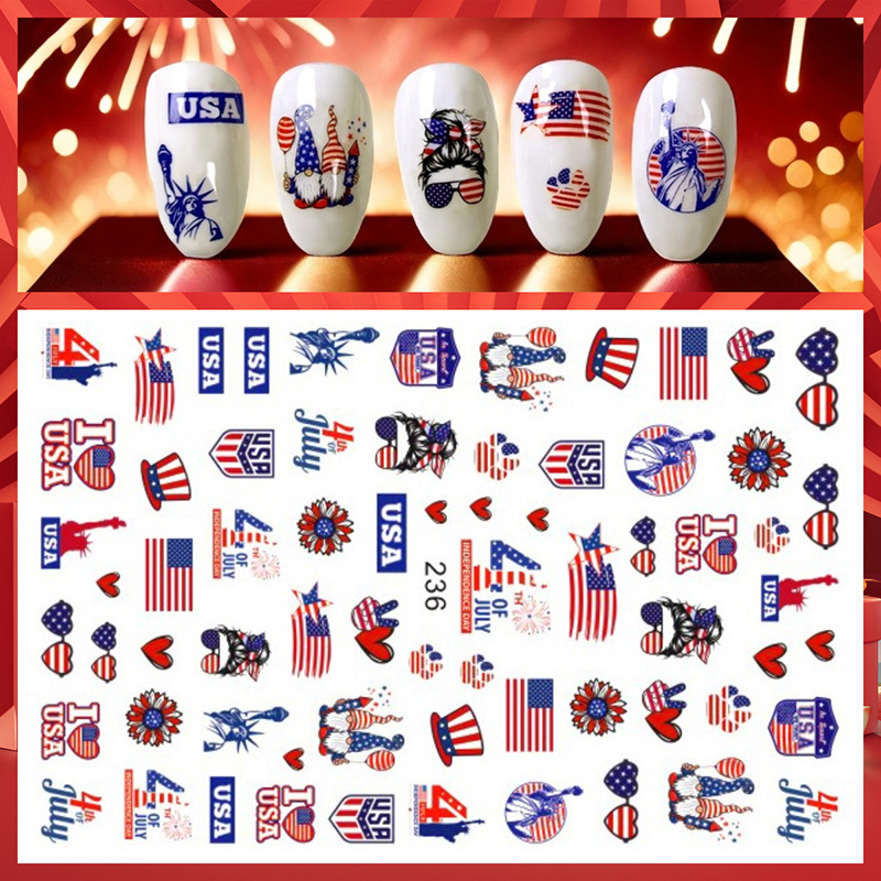 1 シート独立記念日ネイルステッカー独立記念日愛国的なネイル - Nail Art France のレビューと価格