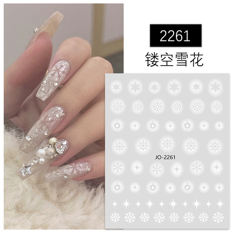 ネイルアート 3d デカール白中空雪片クリスマスツリーバック - Nail Art Xmas Tree のレビューと価格