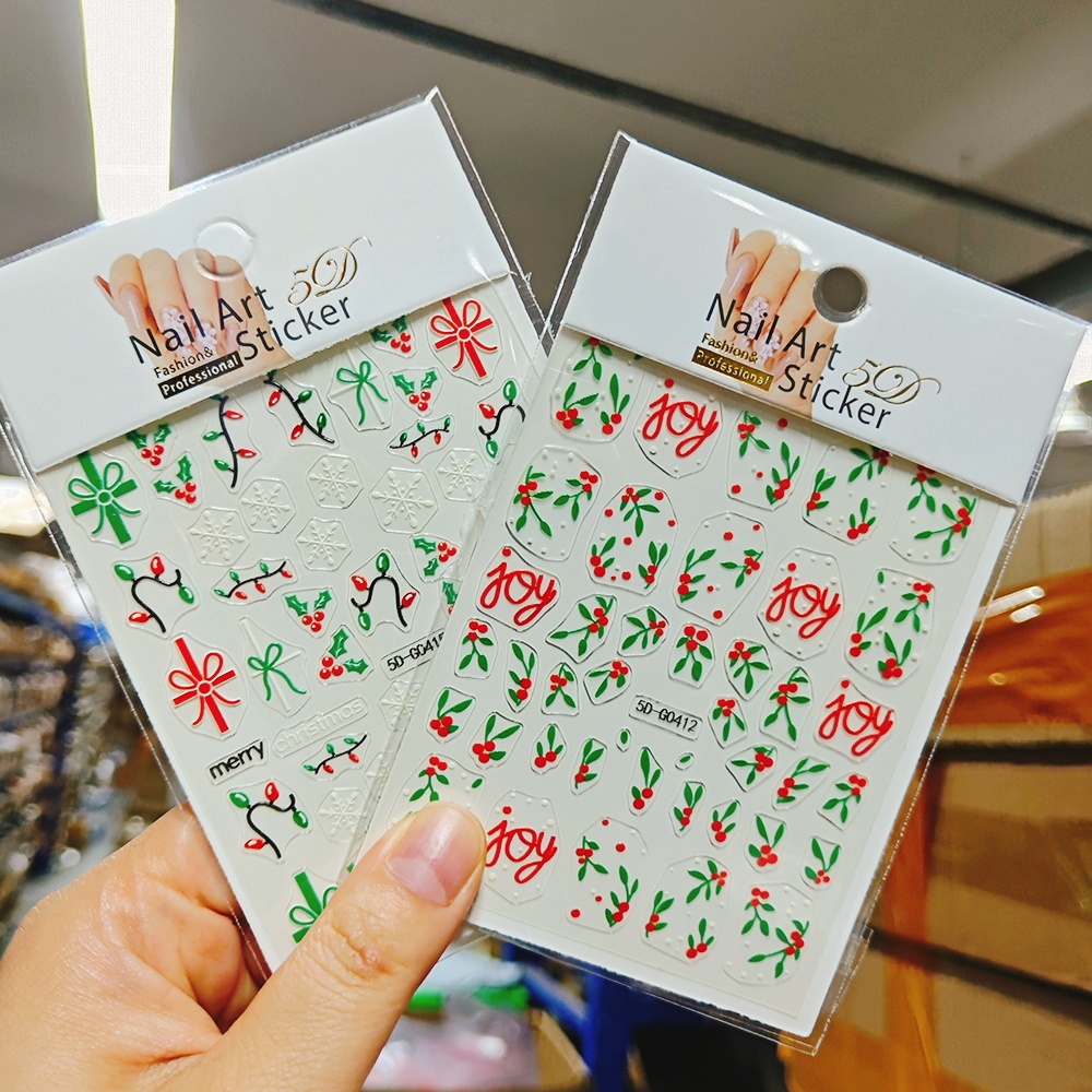 2 個クリスマスヒイラギネイルアートステッカークリスマスフラ - Nail Art Xmas Stickers のレビューと価格