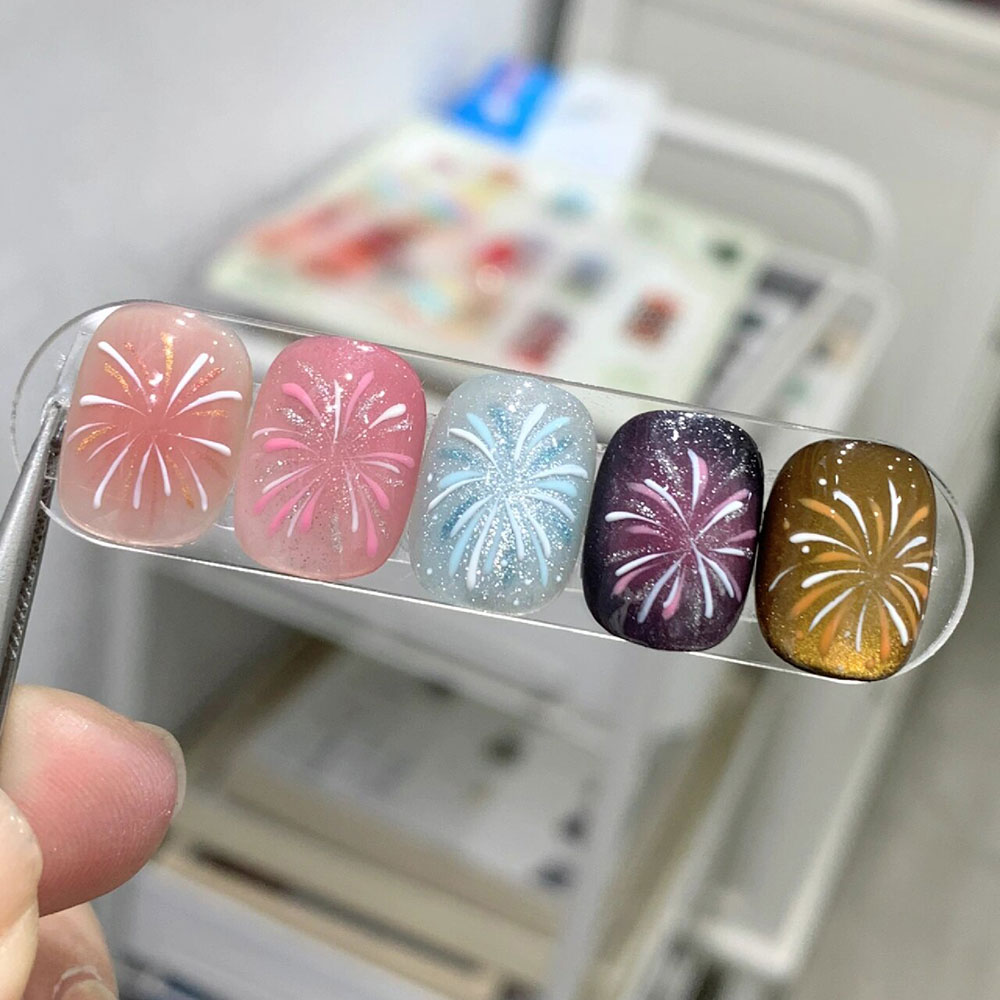 1PC レーザー花火ネイルステッカー 3D 自己粘着ブルーミ - Nail Art France のレビューと価格