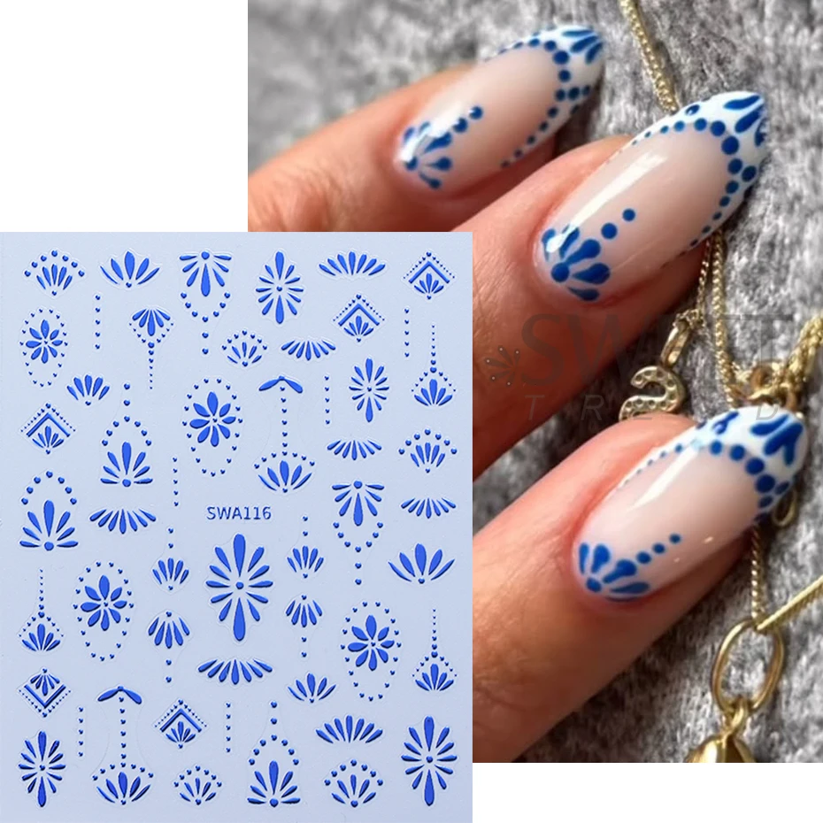 3 個ボヘミアンスタイルネイルステッカーゴールドシルバーブル - Nail Art France のレビューと価格