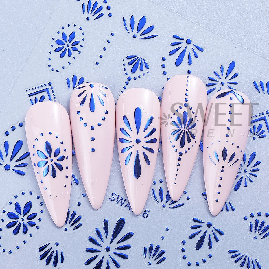 3 個ボヘミアンスタイルネイルステッカーゴールドシルバーブル - Nail Art France のレビューと価格