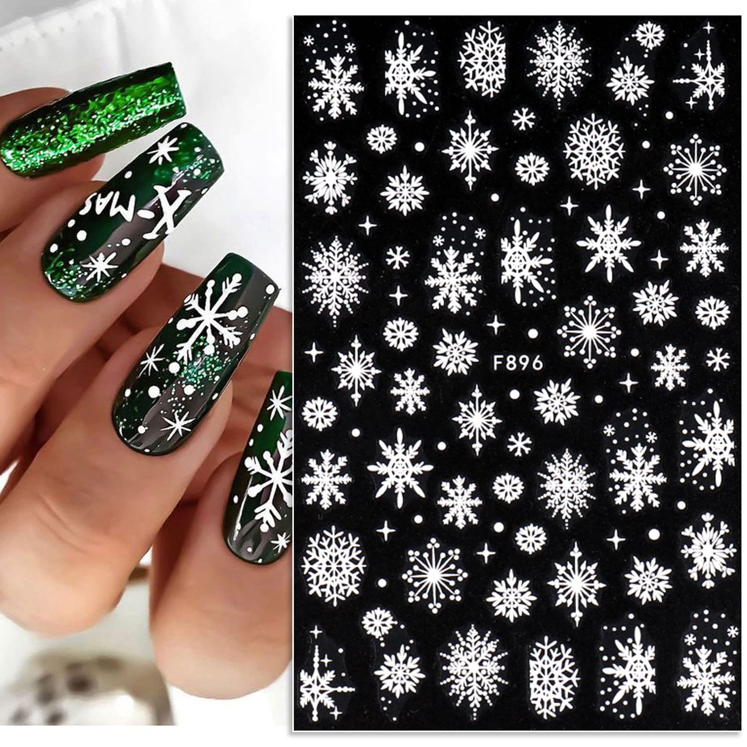 3D スノーフレーク ネイル アート デカール ホワイト ク - Nail Art Xmas Stickers のレビューと価格