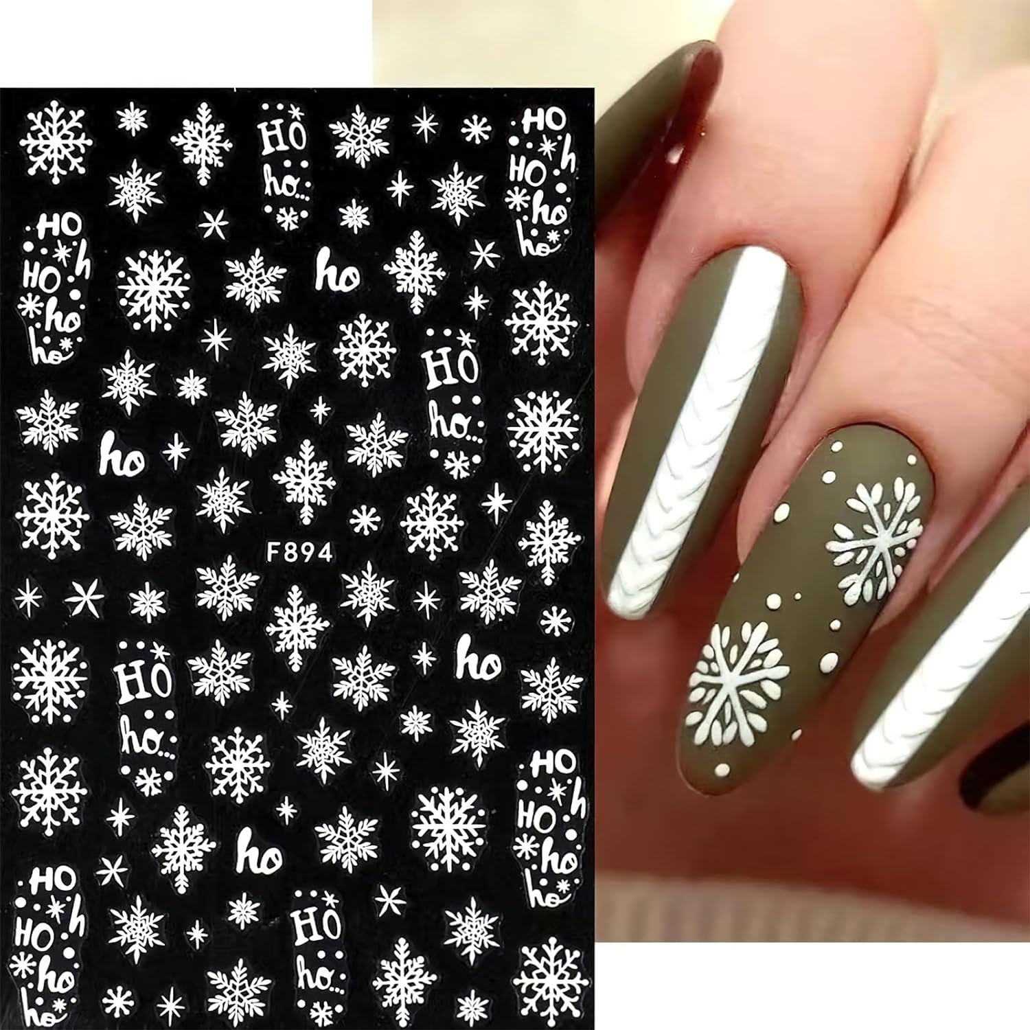 3D スノーフレーク ネイル アート デカール ホワイト ク - Nail Art Xmas Stickers のレビューと価格