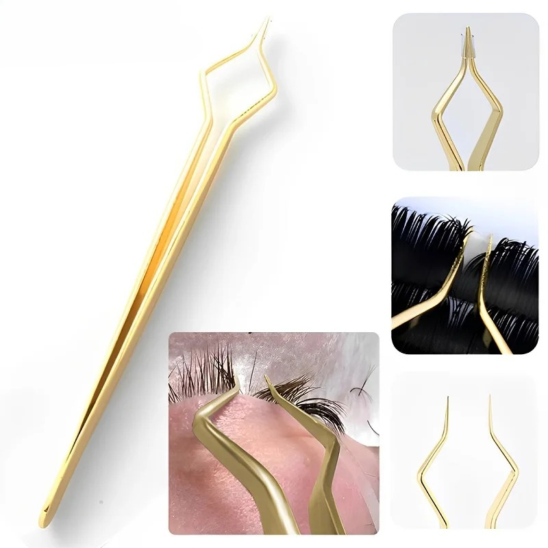 新しいまつげエクステンションピンセット滑り止めステンレス鋼湾 - Nail Extension Form のレビューと価格