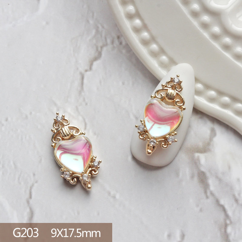 ハートのクマの形をした金属製の3Dペンダント,ウサギの形をし - Nail Art Lotso のレビューと価格