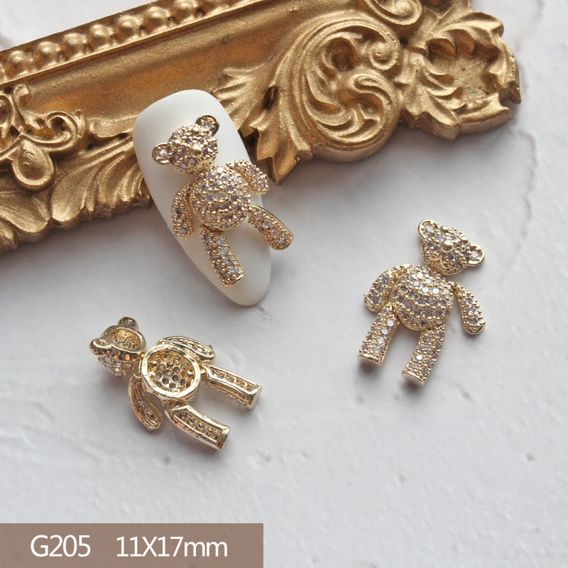 ハートのクマの形をした金属製の3Dペンダント,ウサギの形をし - Nail Art Lotso のレビューと価格